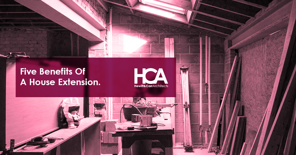The interior house extension undergoing construction.